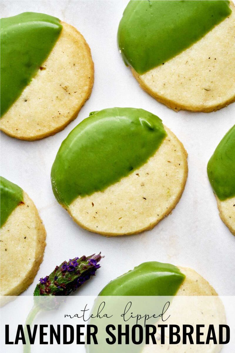 Green dipped shortbread cookies.