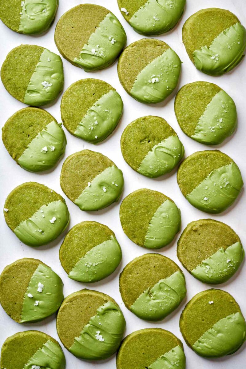 Dozens of green cookies.