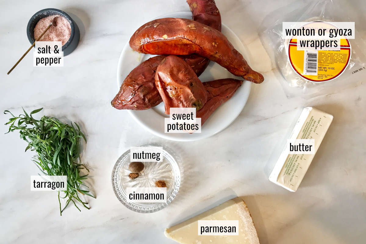 Ingredients on a white countertop.