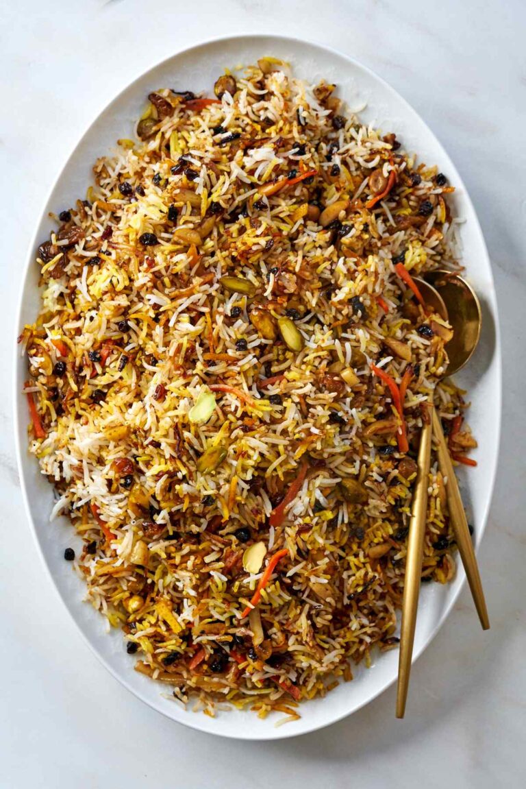 Shirin Polo (Persian Jeweled Rice) aka Javaher or Morasa Polo