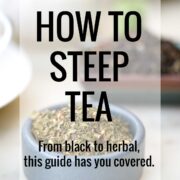 Title text over loose leaf tea.