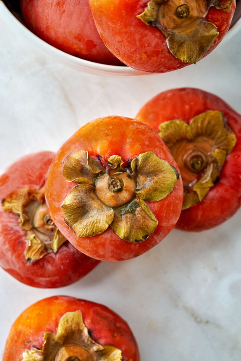 Top view of persimmons.