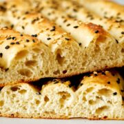 Front view of flatbread with grooves.