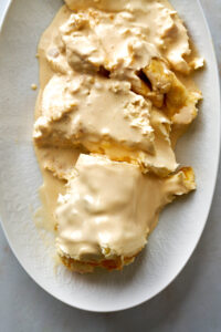 Clotted cream on a plate.