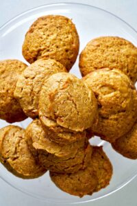 Top view of a pyramid of cookies.