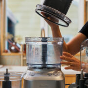 Food processor with the lid off.