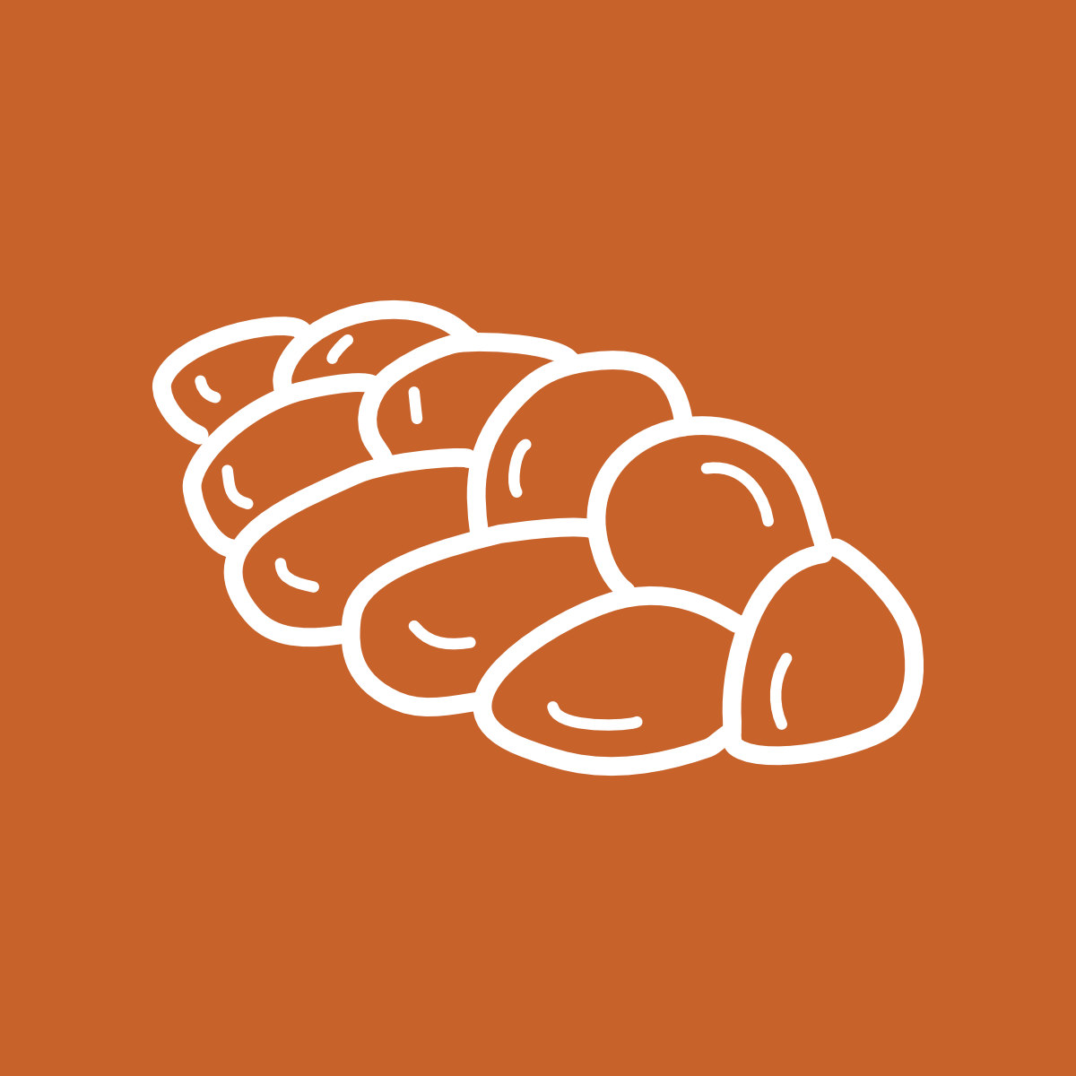 Challah icon on orange background.