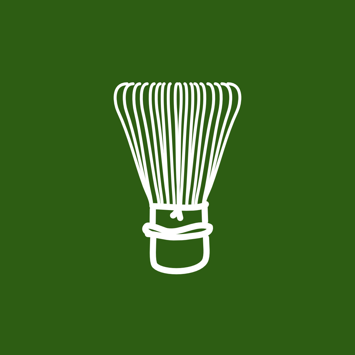 Matcha whisk icon on green background.