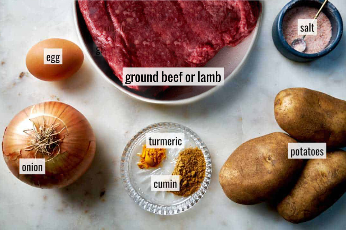 Ingredients for meat patties.